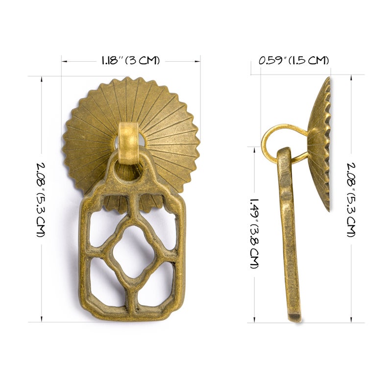 Hardware Philosophy "Flower Box Brass Hardware Pulls 2.1 Inches - Set of 2 - Architectural, Interior Design, Furniture Cabinet Customization Hardware - Image 3